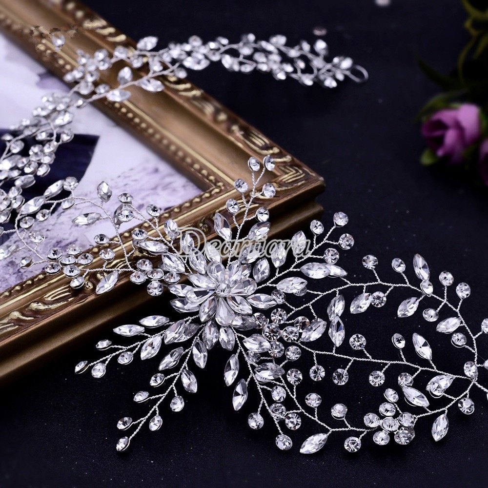 Fashion Bridal Handmade Hiasan Kepala Dengan Bentuk Makeup Aksesoris Rambut Gaun Pernikahan Pan Hair Band Rhinestone Hair Band