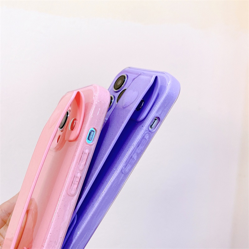 IPHONE Case Tali Pergelangan Tangan Bedak Berkilau Untuk Iphone14 13 12 11 Pro X Xs Max7 8 14 Plus Casing Soft Silikon Cair XR