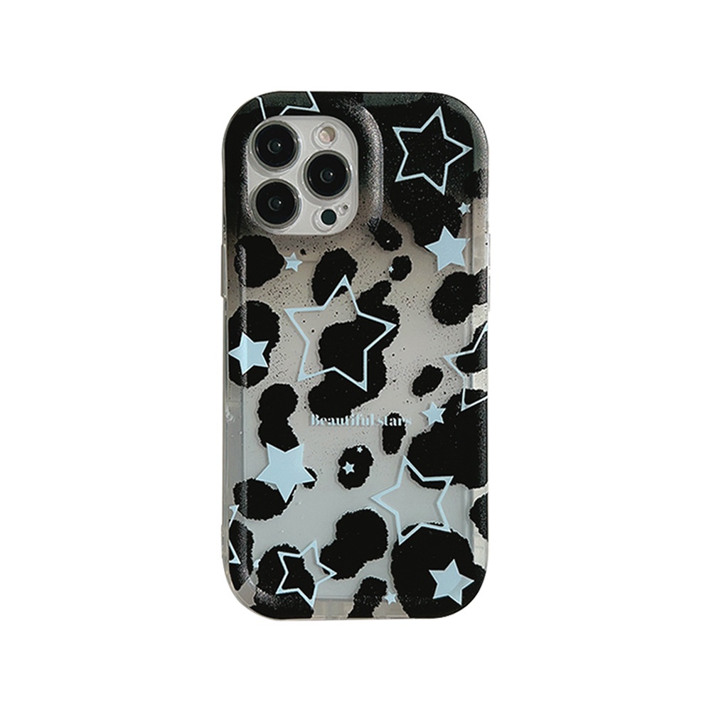 IPHONE Ins Casing Silikon Motif Sapi Bintang Biru Dengan Kartu Laser Untuk Iphone14 11 12 13 PRO MAX Casing Cover Pelindung AT0103