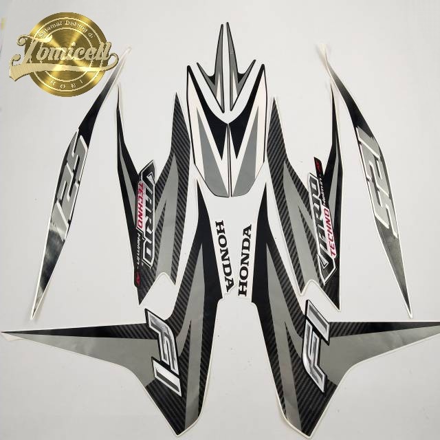 striping honda vario 125 techno old 2013 putih list decal body standar