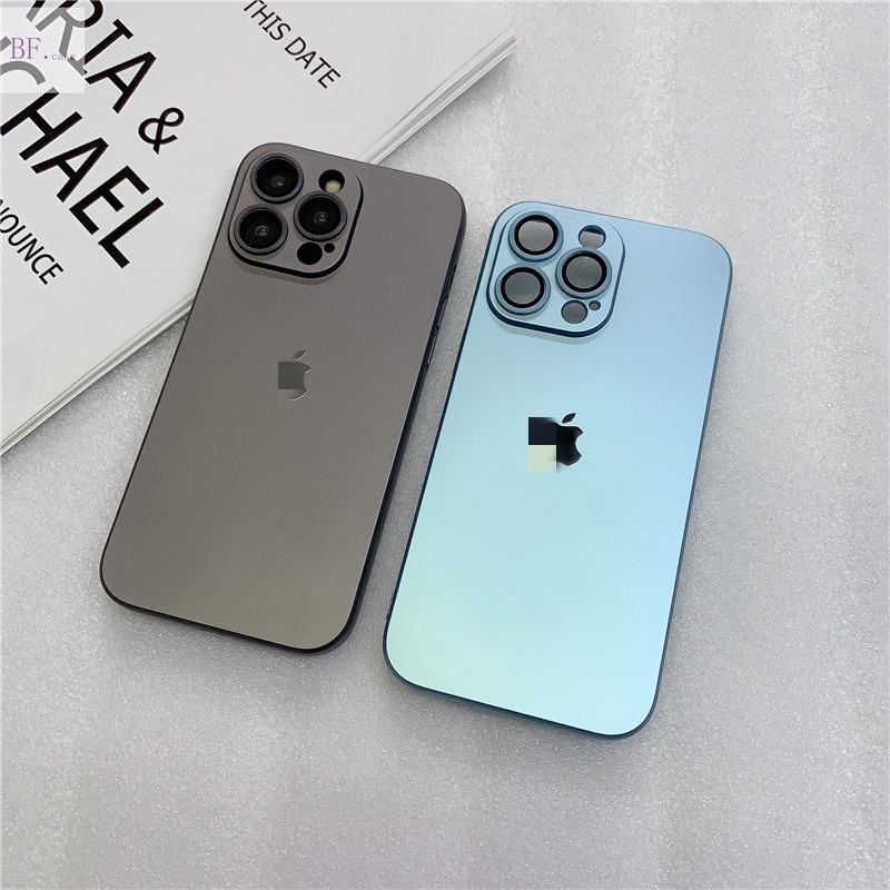 IPHONE Frosted Anti-Sidik Jari Bahan Silikon Lembut Untuk Iphone14 13 12 11 Pro Max Tempered Glass Lens Protection Case