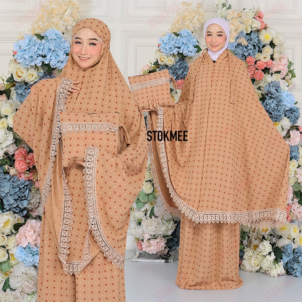 Mukena Crinkle Twotone Uragiri 2in1 Jumbo Bahan Lembut Nyaman Dipakai saat Ibadah