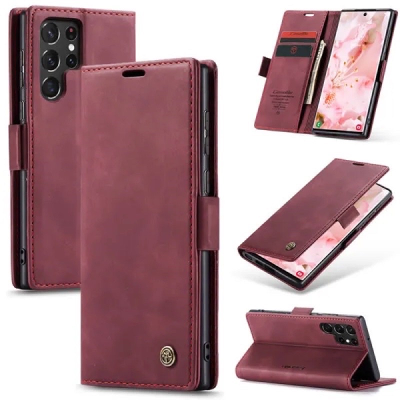 Samsung Galaxy S22 Plus S22 Ultra - S21 Ultra S21 FE Premium Leather Flip Cover Wallet Magnetic Case