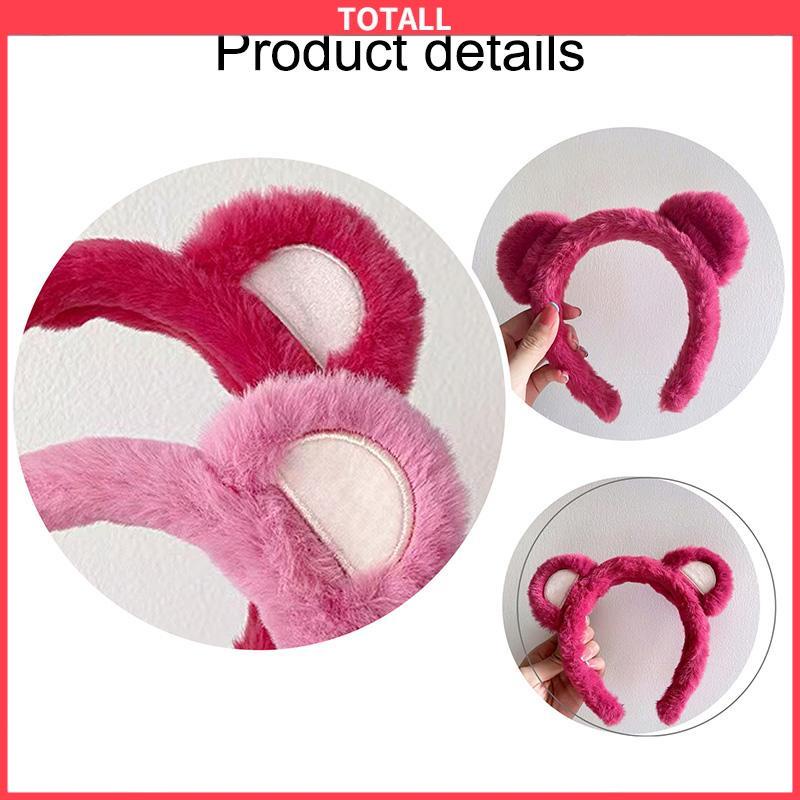 COD Mewah Strawberry Bear Bando Wanita Cuci Muka Ikat Kepala Lucu Jepit Rambut Bulang-Totall