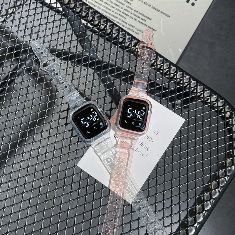 Strap Apple Watch Model Transparan Glitter Warna Warni Tali Kecil