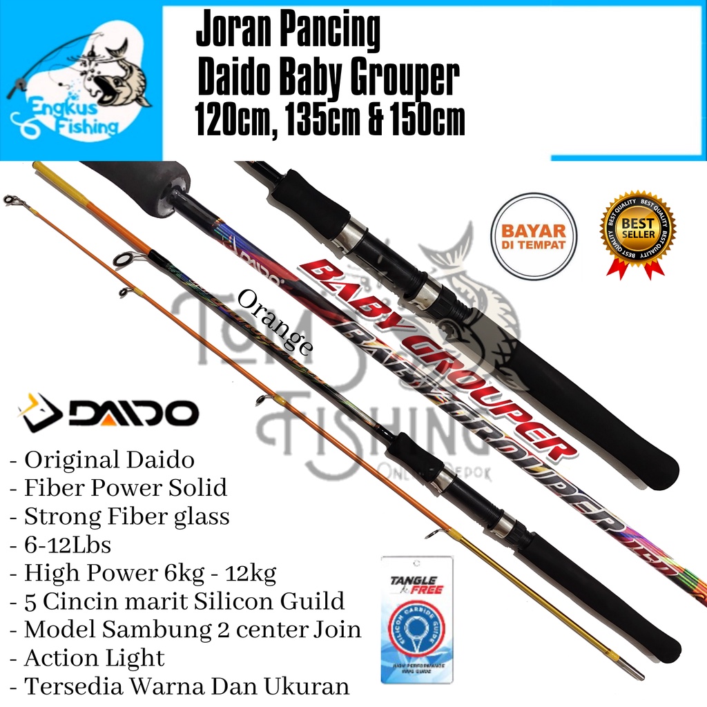 Joran Pancing Daido Baby Grouper 120cm - 150cm (6-12lbs) Fiber Solid Murah - Engkus Fishing