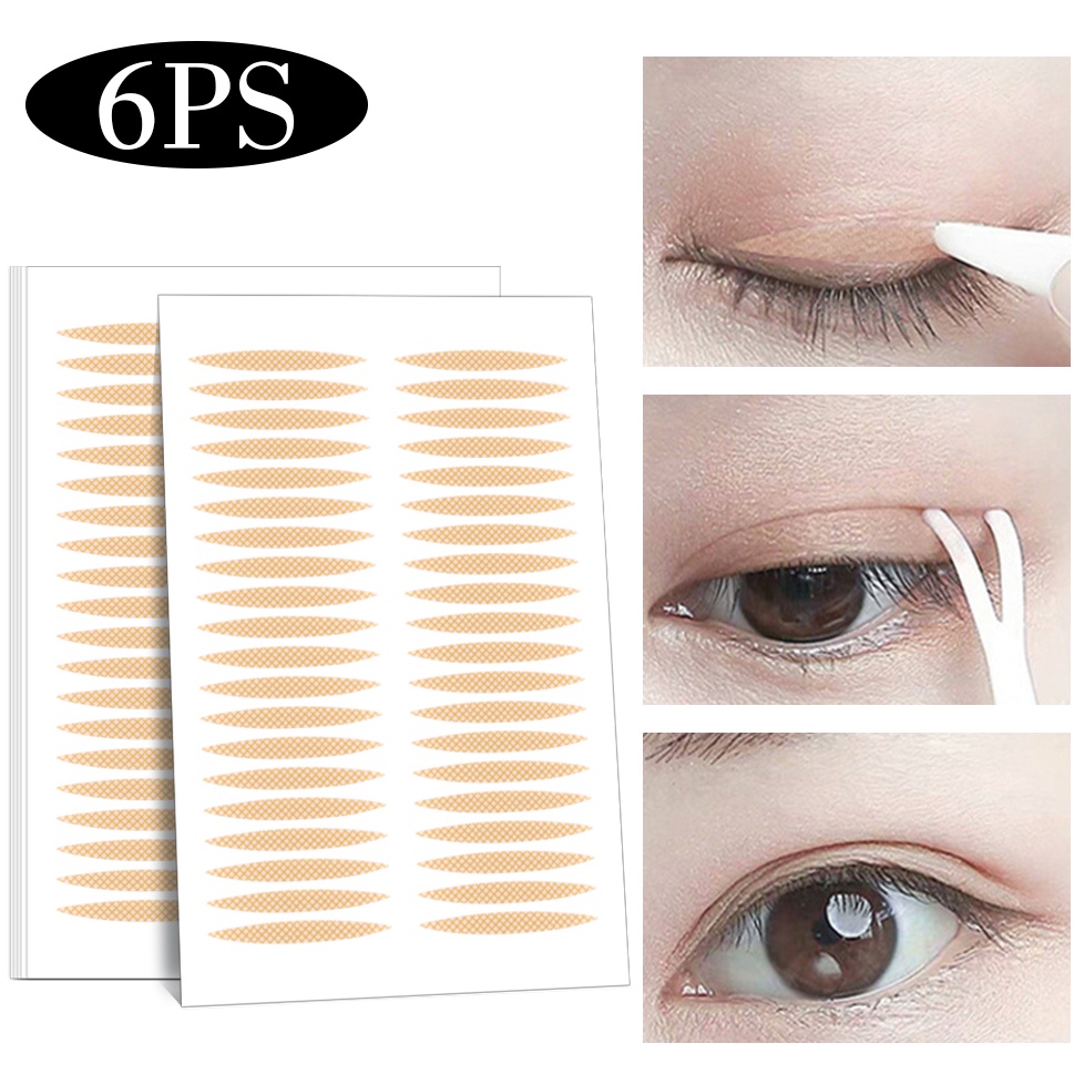 [Unggulan] 1per3/6pcs Styling Mesh Double Eyelid Tape Mesh Lace Penutup Mata Ganda Tak Terlihat Tanpa Jejak Rose Gold Stiker Kelopak Mata Ganda Untuk Wanita