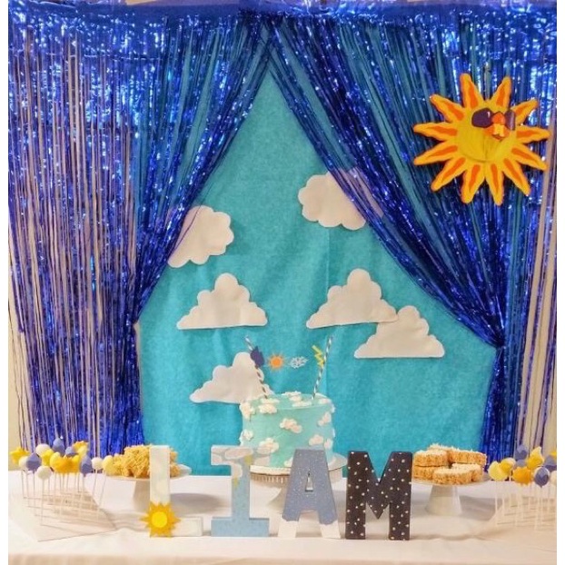 T&amp;Y Tirai Pesta Ulang Tahun 180cmx99cm Tirai Rumbai Plastik Chrome Foil 99 x 180 Cm Foil Curtain Backdrop Curtain Selinger Metalik Import Murah