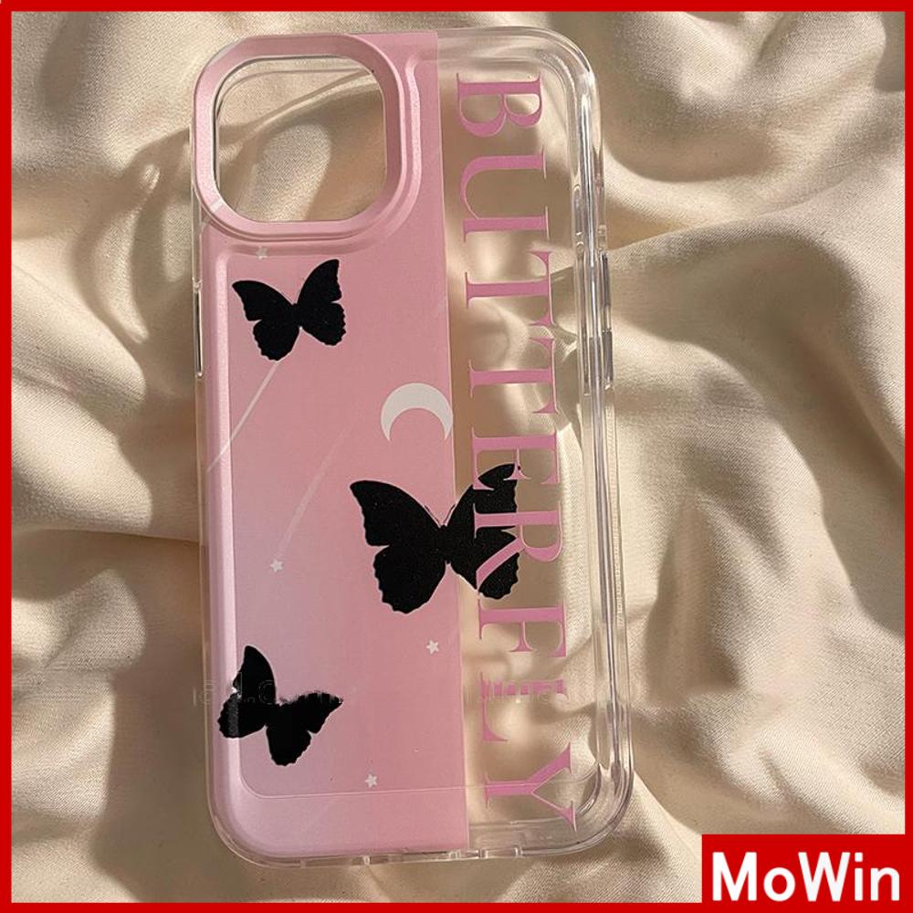 For iPhone 14 Pro Max iPhone Case Soft Case TPU Clear Case Plating Button Shockproof Pink Butterfly Heart Compatible For iPhone 13 Pro Max 12 Pro Max 11 Pro Max 7plus XR xs max