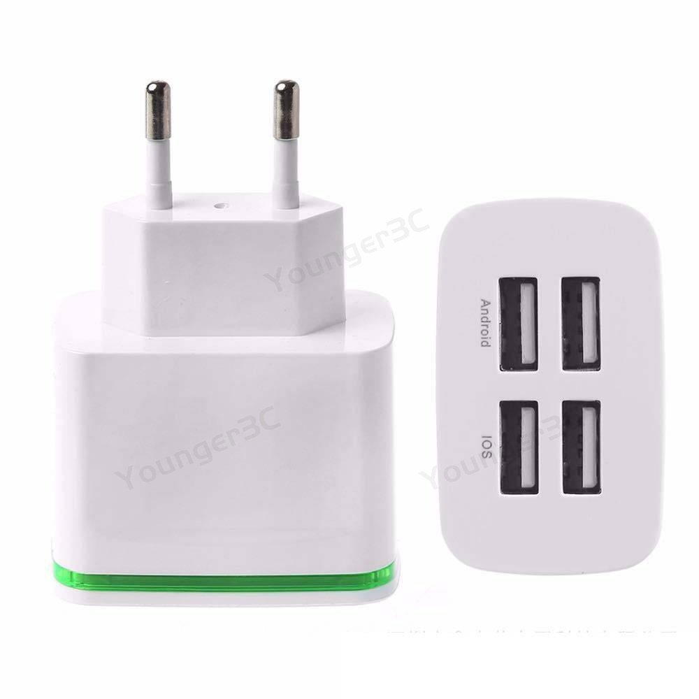 4usb Port Charger Lampu Led 5V 20W Eu Fast Charger Adapter IC Cerdas Multi-Usb Interface Charger Perjalanan