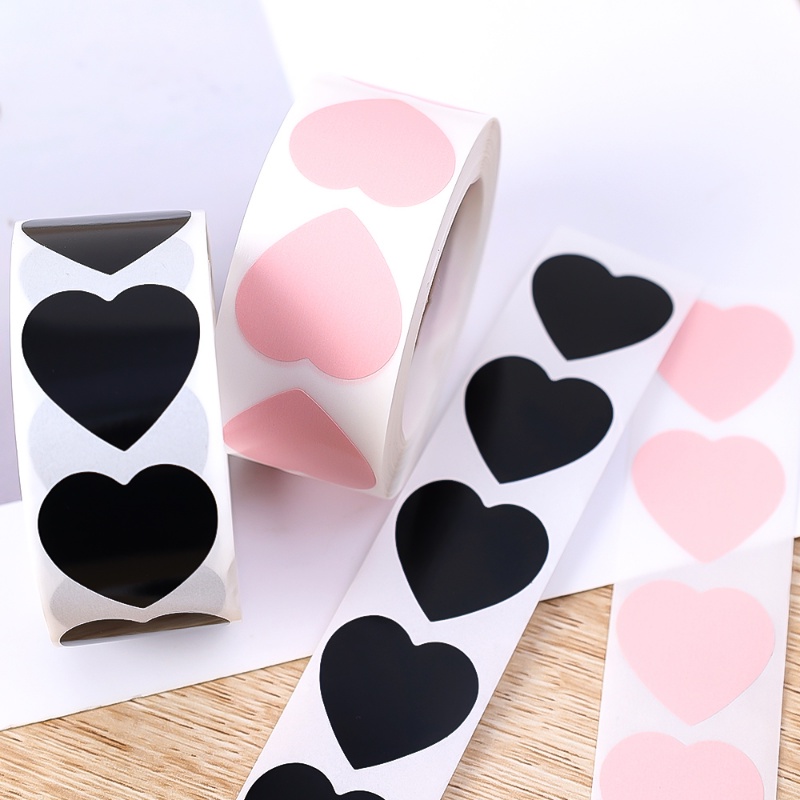 500pcs/roll Stiker Hias Hati Untuk Kotak Hadiah Blackpink Cinta Scrapbooking Stiker Perekat Diri Dekorasi Pernikahan Hari Valentine Blackpink