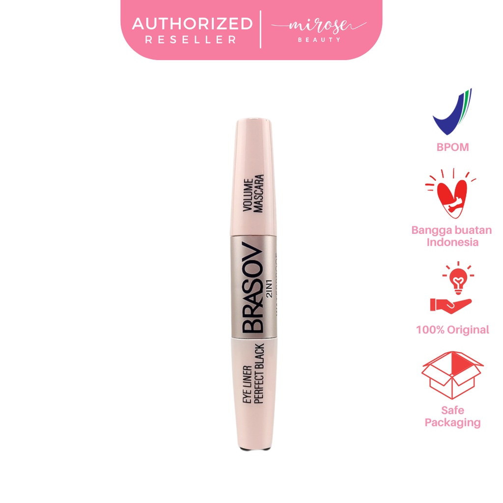 BRASOV Volume Mascara dan Eyeliner 2 in 1 MakeUp Waterproof