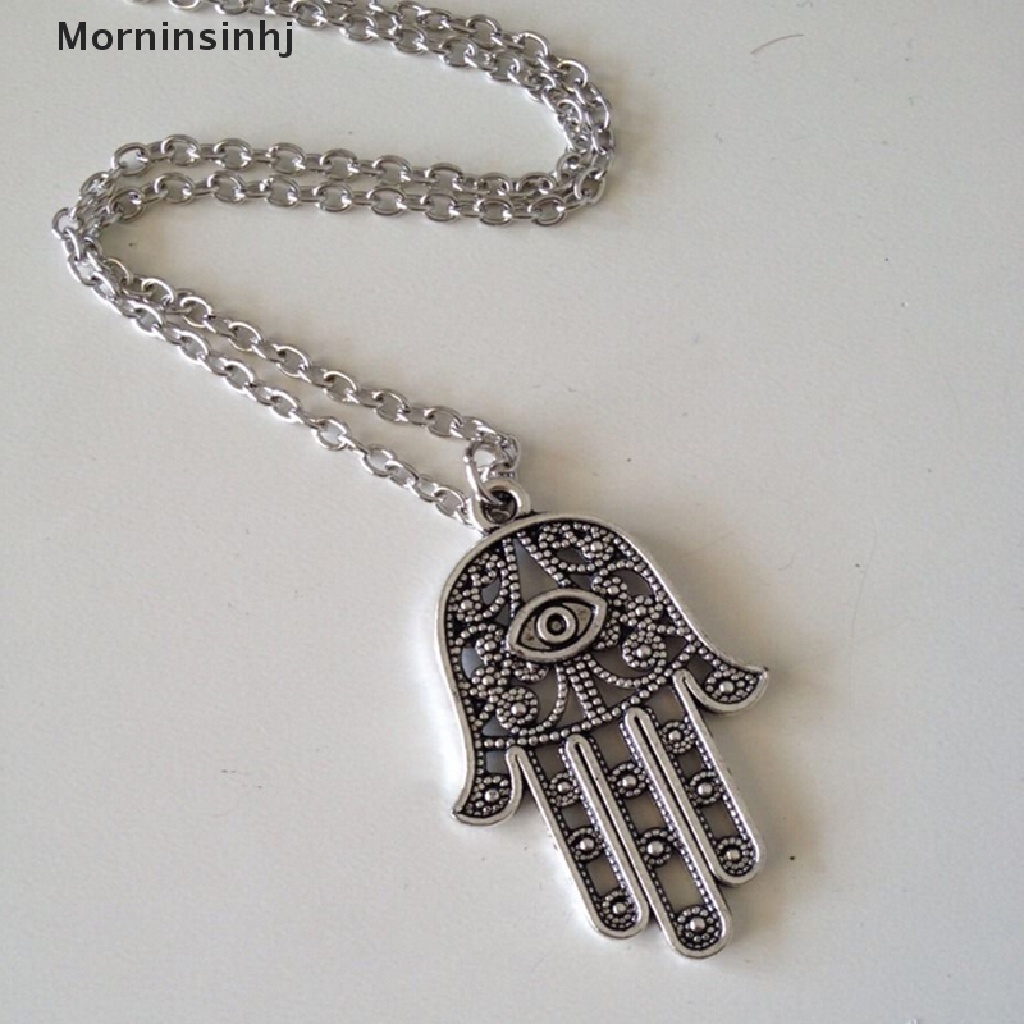 Mornin Perlindungan Keberuntungan Hamsa Simbol Fatima Tangan Evil Eye Pendant Chain Necklace id