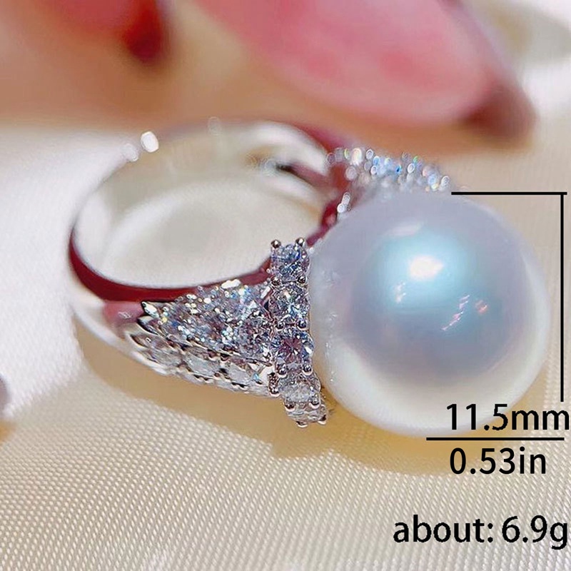 Penuh Bling Es Batu Cubic Zirconia Simulasi Mutiara Wanita Cincin Kualitas Tinggi Warna Perak Pernikahan Rings Mewah Fashion Baru Perhiasan