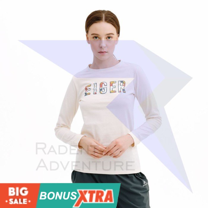 Kaos Cewek EIGER1989 FOGLIA WS LS White Putih 91000 6761 Original KEREN AWET
