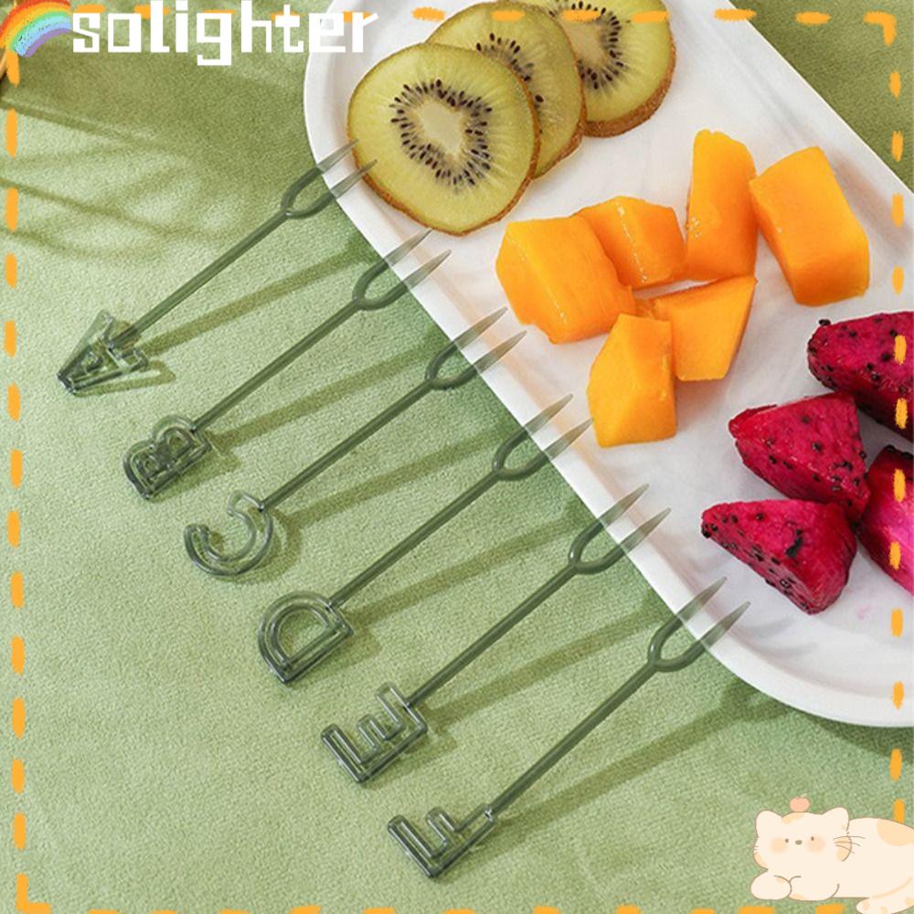 Solighter 26PCS/SET Garpu Buah Plastik Food Grade Lucu Mini 26-huruf Makan Siang Bento Aksesoris Dessert Fork