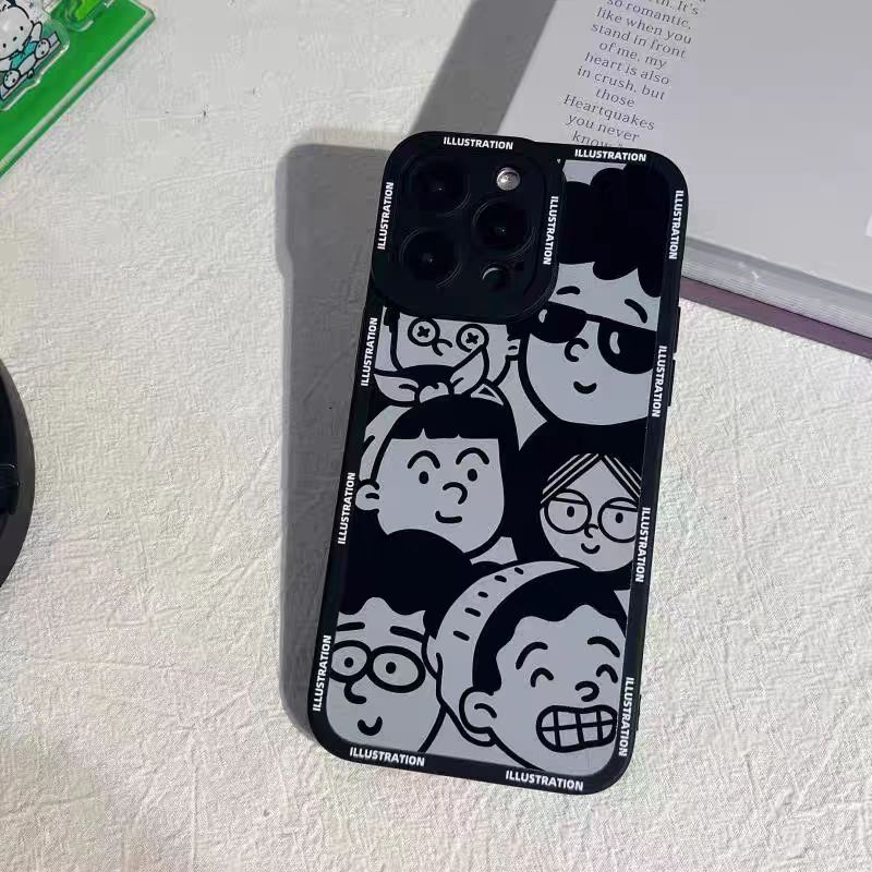 IPHONE Ins Motif Komik Cocok Untuk Iphone14 14pro 14plus 13 13pro 13prm iPhone12 7Plus 8Plus Xr XS 13 Pro Max Empat Sudut Casing Ponsel Tahan Guncangan