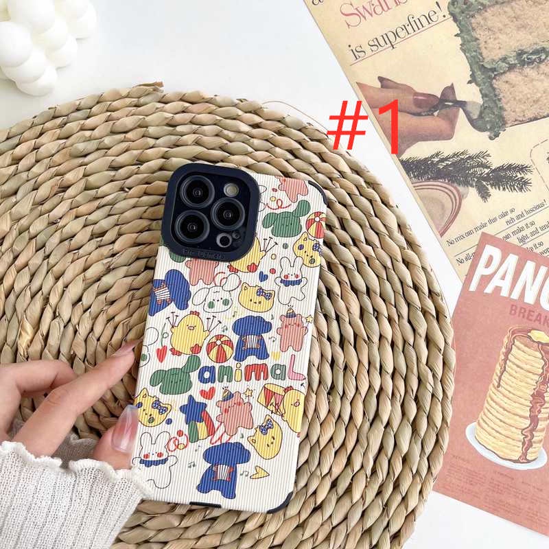 Lovely Full Animal Soft Case HP iP iPhone 11 12 13 14 Pro Max 7 8 + Plus SE 2020 X XR SE 2020 XS Max FTD Stripe Casing Apple