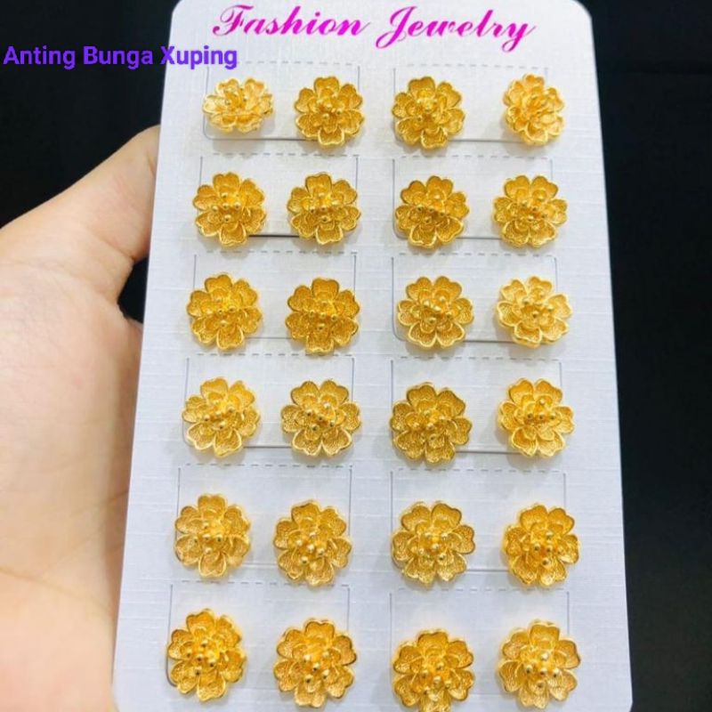 Anting Xuping motif bunga model tusuk AT036