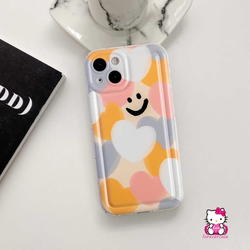 Airbag Casing Untuk Redmi Note11 Note10 Note9 Note10s Note10 8 11s 10s 11 9 Redmi 9C NFC A1 10C 9 12C 10A 10 9T 9A POCO F4 Smiley Colorful Love Heart Soft Air Cushion Back Case