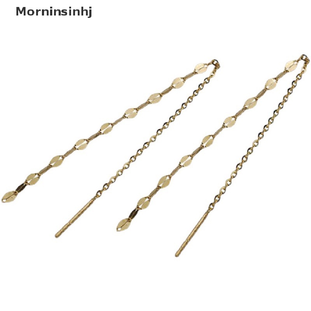 Mornin Sterling Silver Bibir Kata Rantai Rumbai Stud Anting Wanita Emas Plag Earring id