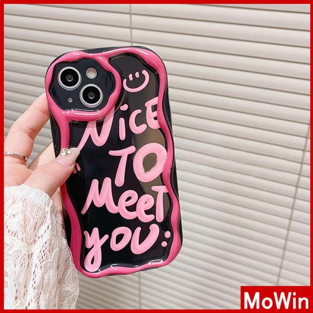 For iPhone 14 Pro Max iPhone Case 3D Curved Edge Wave TPU Airbag Shockproof Camera Cover Glossy Black Compatible with iPhone 13 Pro max 12 Pro Max 11 xr xs max 7Plus 8Plus