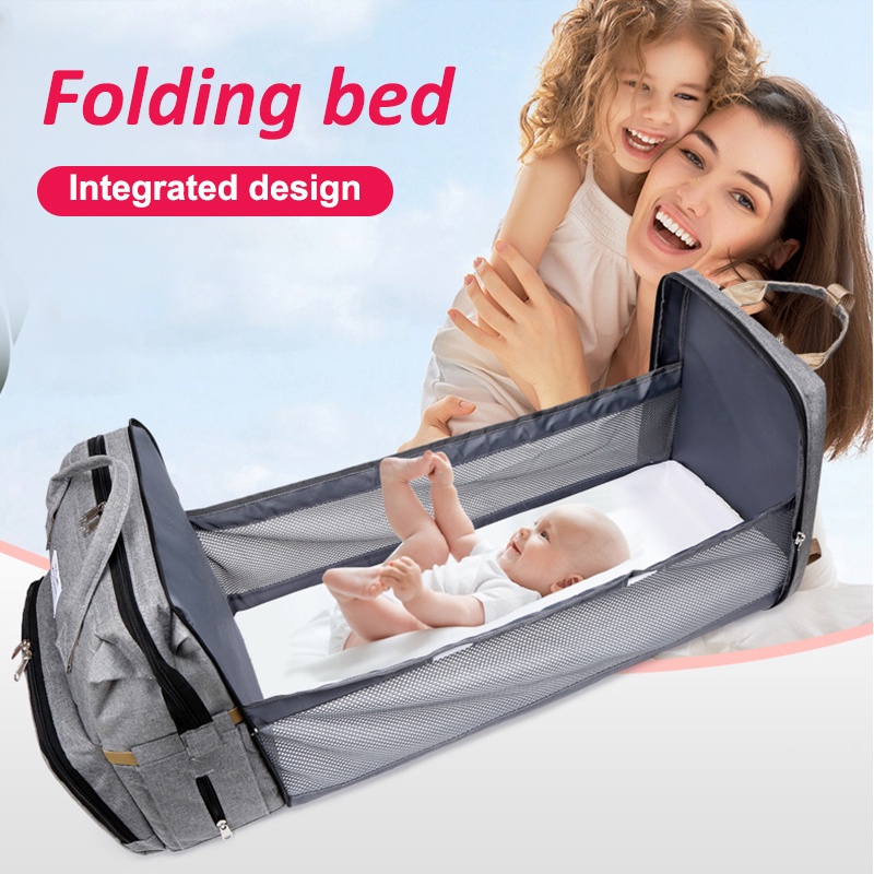 Bayi Multifungsi 2in1 Kasur Tidur Tas Ransel Diaper Bag Tas Ransel Diaper Extended Bed Diaper Bag