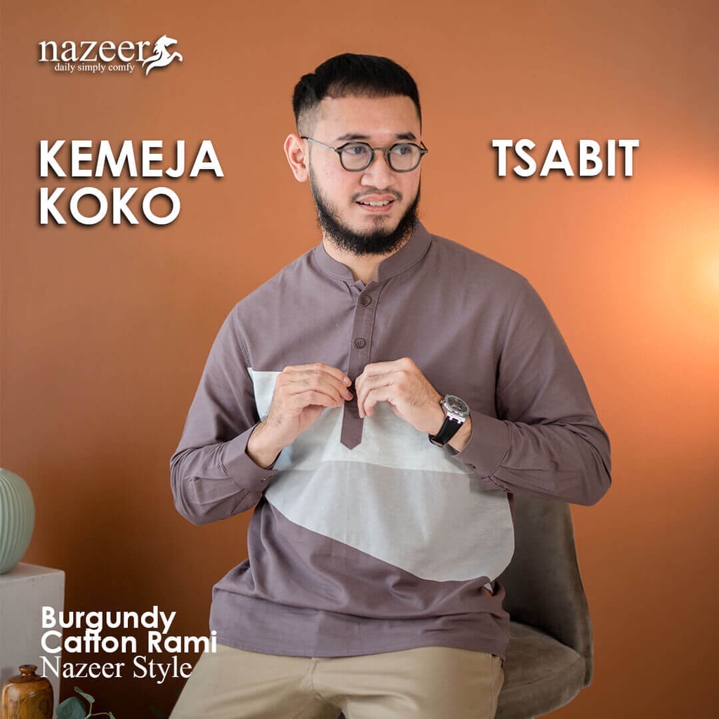 Kemeja Koko Pria Dewasa Kemko Kasual Motif Premium TSABIT NAZEER