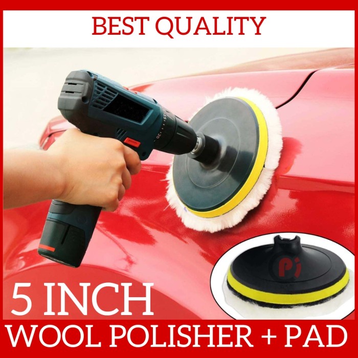 Pad Poles 5 Inch Bodi Mobil Motor Wool Waxing Polisher Polishing Wol