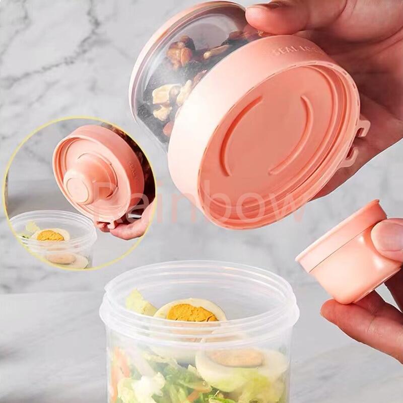 Breakfast Oatmeal Cereal Nut Yogurt Salad Cup Seal Container Set Dengan Garpu Saos Tutup Gelas Bento Tuppers Food Taper Bowl Lunch Box