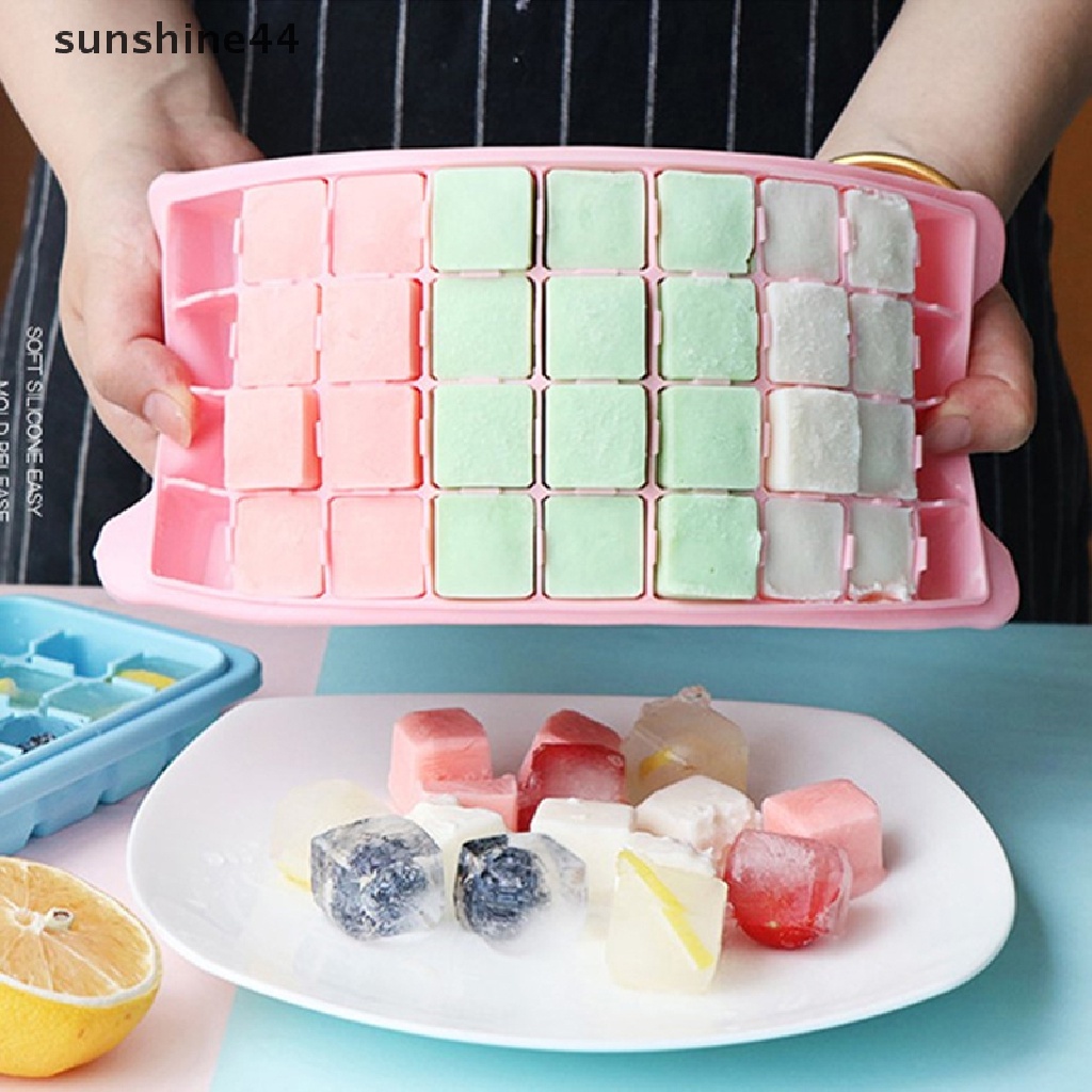 Sunshine 24/36grids Ice Tray Silicone Es Honeycomb Es Batu Kotak Es Krim Dengan Tutup ID