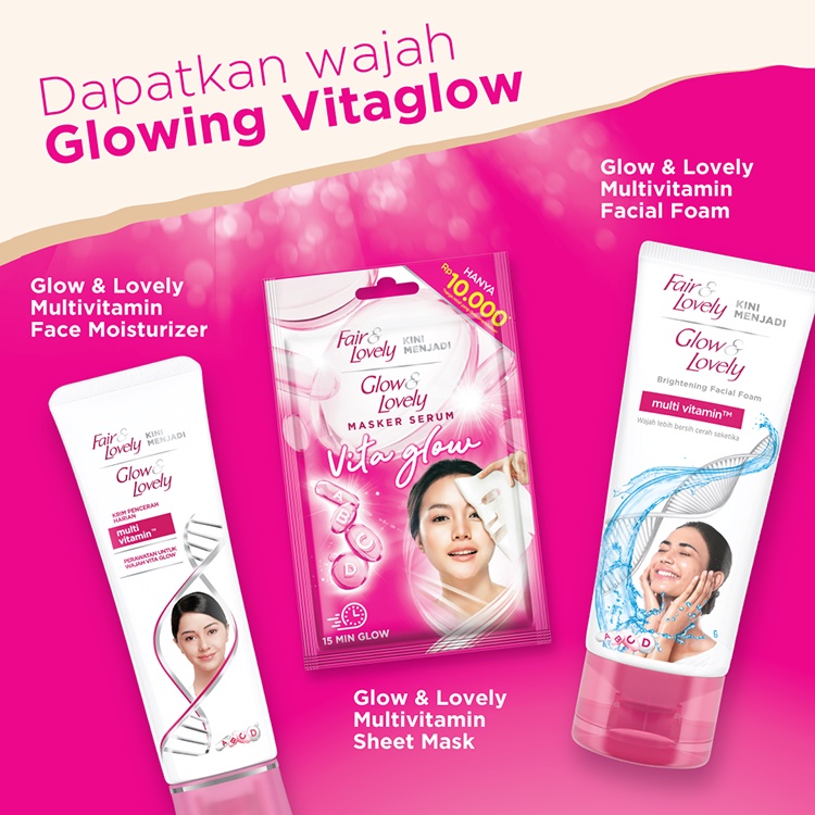 Glow &amp; Lovely Multivitamin Serum Sheet Mask Masker Pencerah Wajah Sheet Mask Glowing 20G