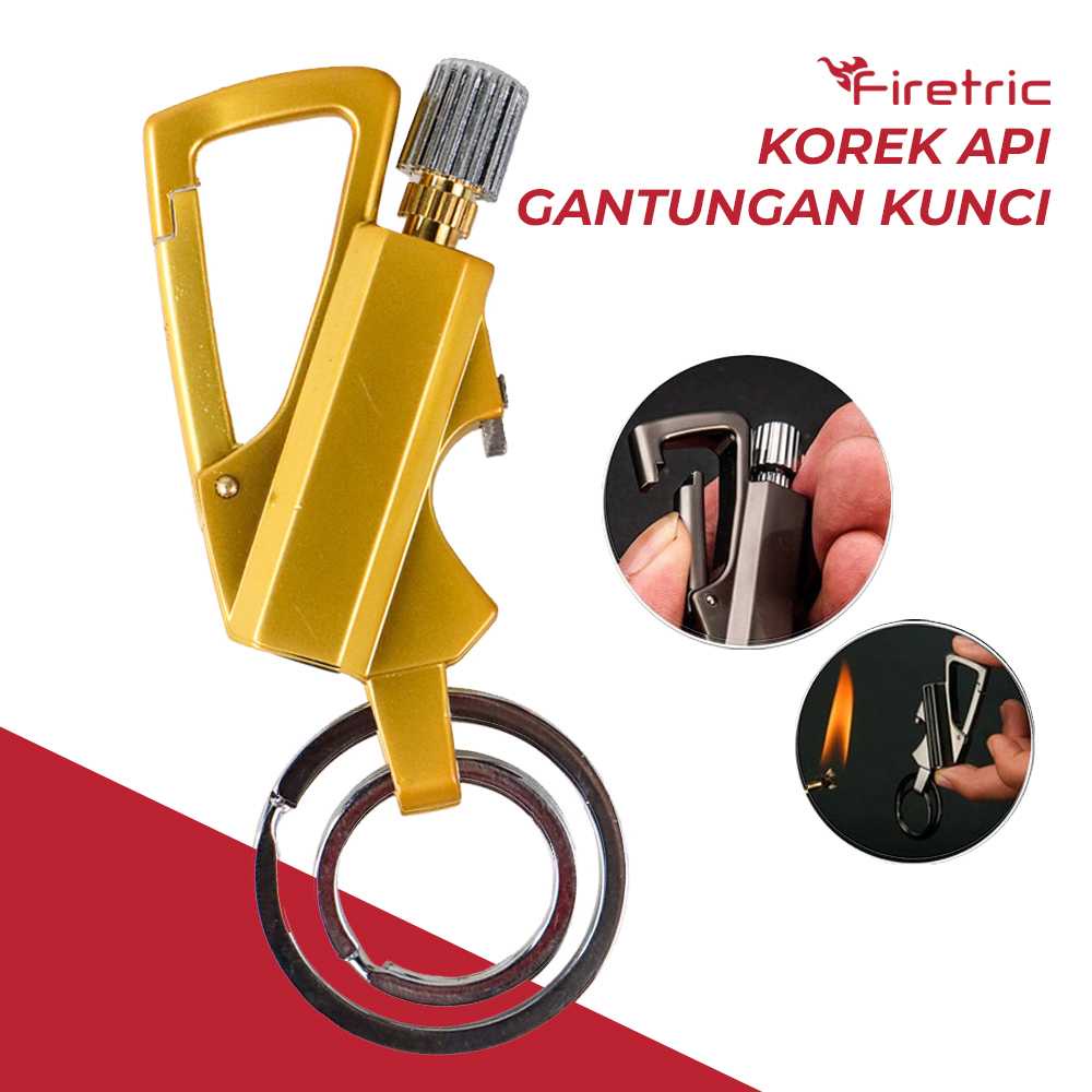 (BISA COD) FTIHSHP  Korek Api Gantungan Kunci Flint Starter Carabiner - BCK2-666