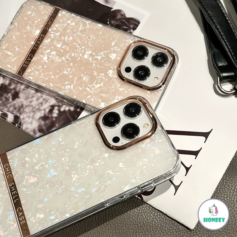 Glitter Dream Shell Marble Phone Case Kompatibel Untuk iphone 14 Pro 12 13 14 11 Pro Max Shockproof Soft Bumper IMD Penutup Belakang