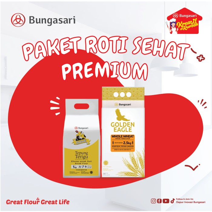 

Best SELLER BUY Bungasari Golden Eagle Whole Wheat 2,5kg + Kabuki Gold Tepung 1kg