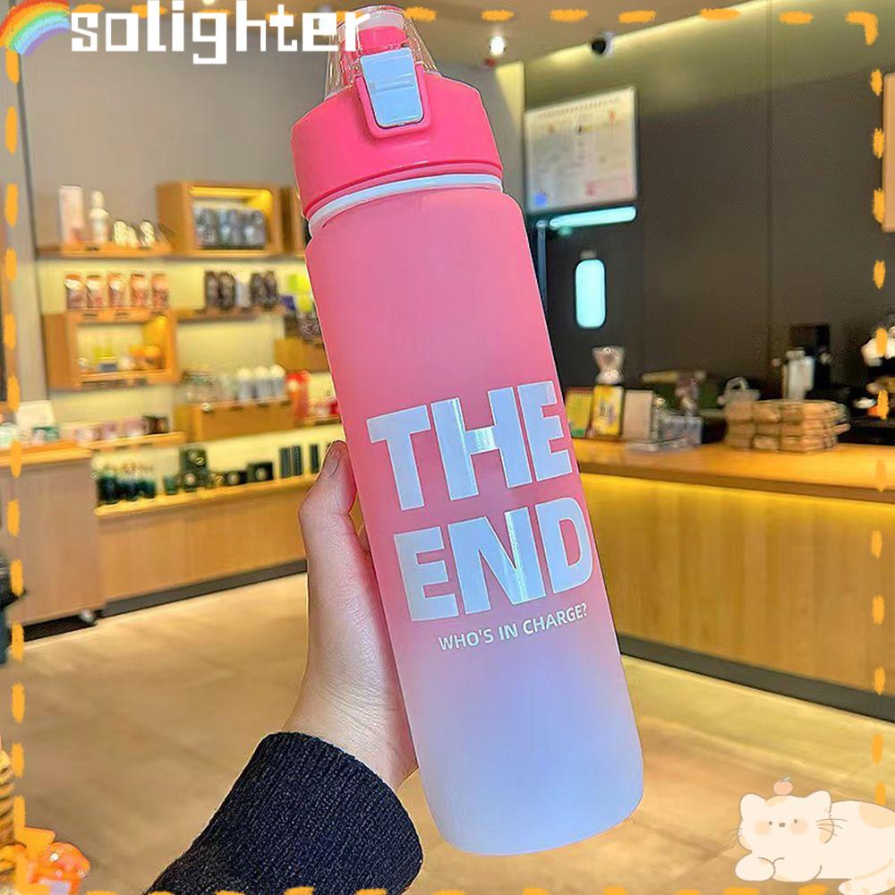 Solighter Botol Air Dengan Skala Outdoor Travel Water Cup 1000ML Tempat Minum Sedotan