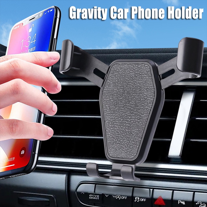 Gravity Car Mobile Phone Holder Auto Air Vent Mounted Clip Phone Bracket Universal Kompatibel Dengan Semua Ponsel Smartphone Di Mobil Phone Stand Hitam