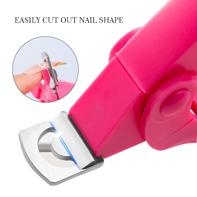 Triple Cut Gunting Kuku Palsu Tips Pemotong Tepi Trimmer Adjustable Stainless Steel Berbentuk U Buatan Untuk Nail Art Manicure Palsu