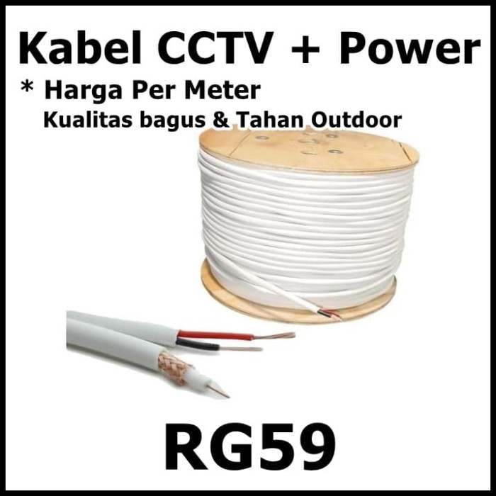 Kabel Coaxial RG59 plus Power untuk Kamera CCTV Cable Per 1 Meter