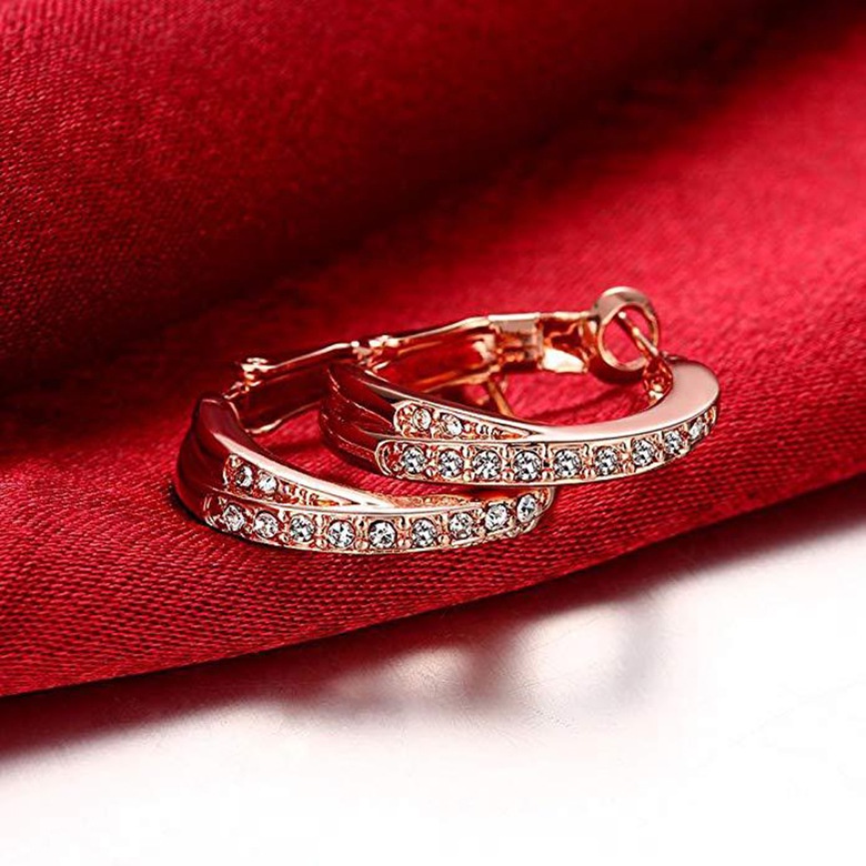 Goldkingdom Fashion Perhiasan Aksesoris Ready Stock Berlapis Mawar Emas Telinga Gesper Perempuan Eropa Dan Amerika Bertatahkan Zirkon Anting Anting Earrings Jewelry