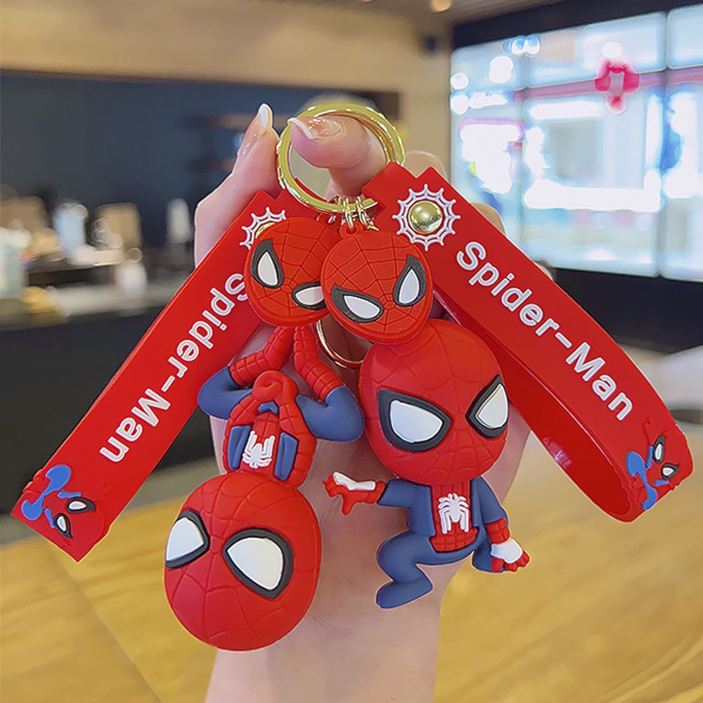 Gantungan Kunci Spider-Man Keren Silikon Spider-Man Marvel Hero Doll Pendant Liontin Tas