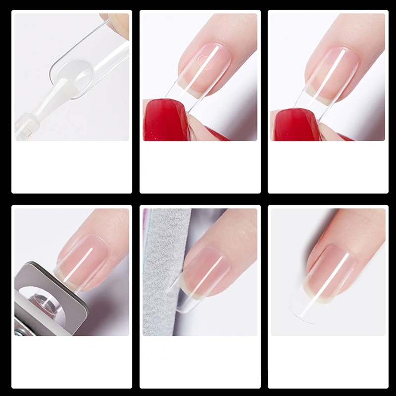 Transparan Ultra-Tipis Art Nail Sheets/Full Set Ujung Kuku Kuku Palsu UV Gel Polishing Manicure Tools