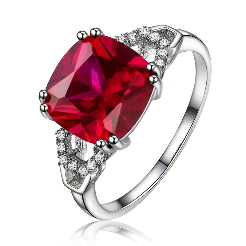 Goldkingdom Aksesoris Perhiasan Fashion Ready Stock Cincin Safir Eropa Berlapis Perak Bertatahkan Dengan Cincin Zamrud Ruby Berwarna Perempuan