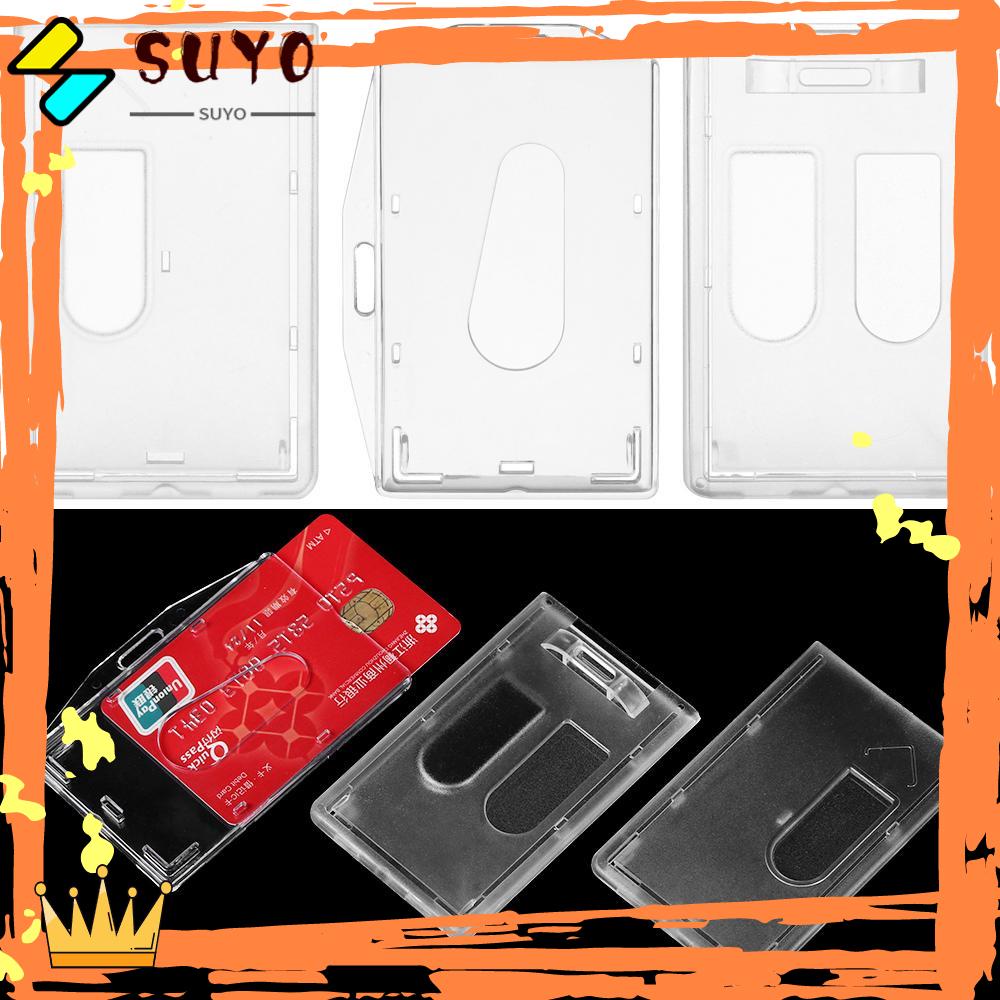 Suyo 1pc Tempat Kartu Kerja Portable Praktis Unisex ID Bisnis Case Pelindung Cover Kantor Sekolah Badge Card Sleeve