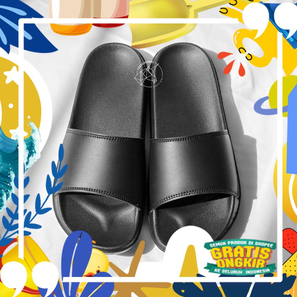 Thesilversky Premium Sandal Slide Anti Slip Polos/ merah putih biru polos