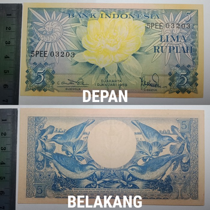 Uang Kuno Indonesia 5 Rupiah Asli tahun 1959 Sejarah Bangsa