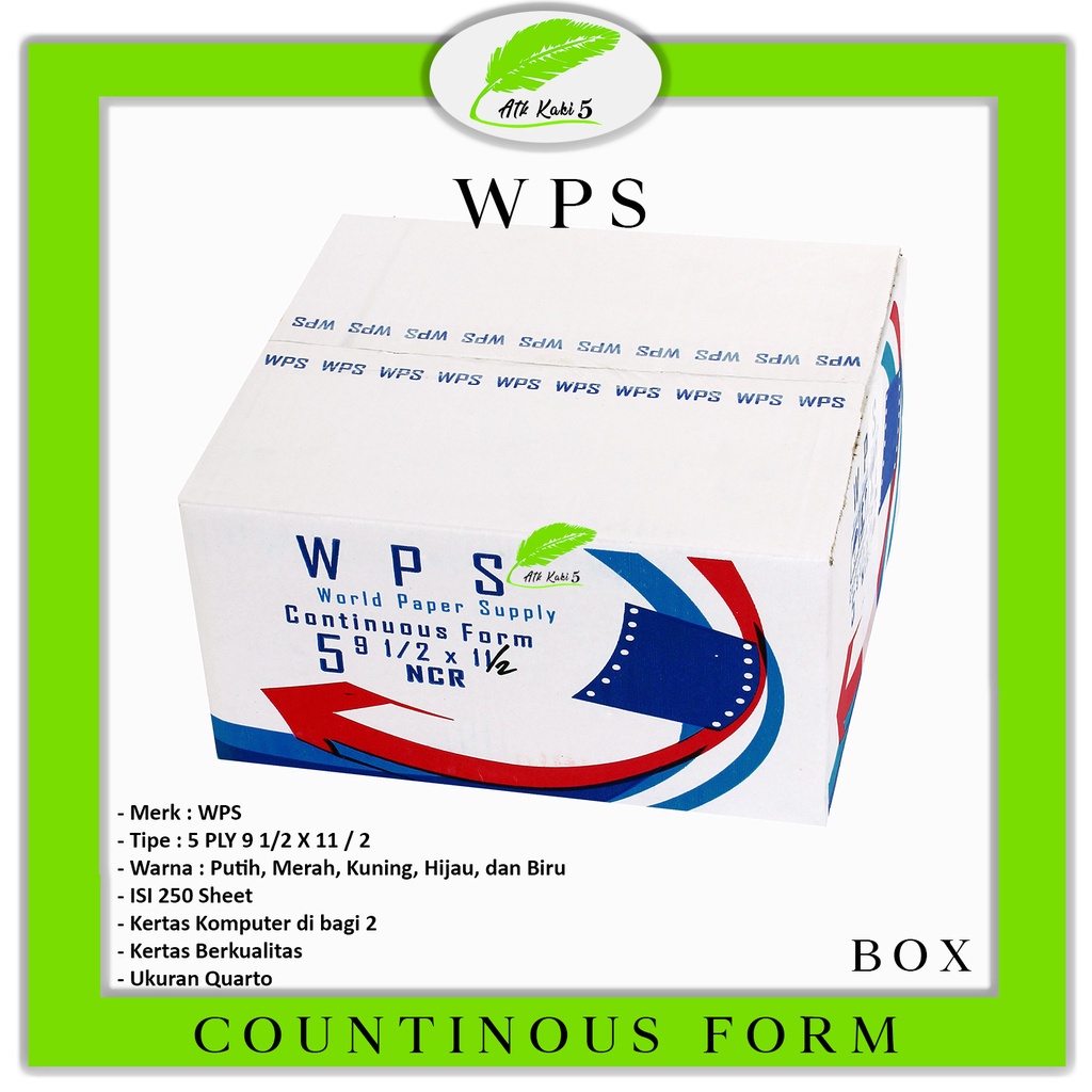 

WPS - Continous Form 91/2 x 11/2 5 Ply ( K5/2 WPS ) NCR - Box