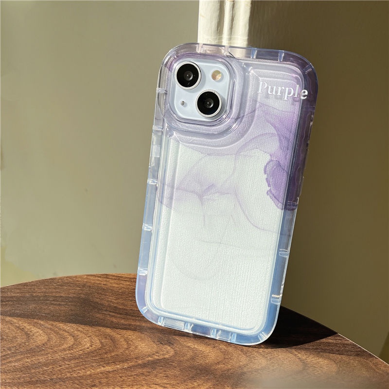 IPHONE Ungu Soft Phone Case Kompatibel Untuk Iphone14 13 11 12 Pro XS Max X Xr7 +8 Plus Casing TPU Silikon Shockproof Cover