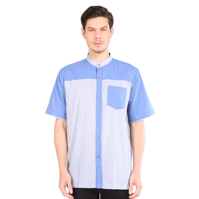 SHOHIB BAJU KOKO LENGAN PENDEK ASRAF - Biru Muda, S