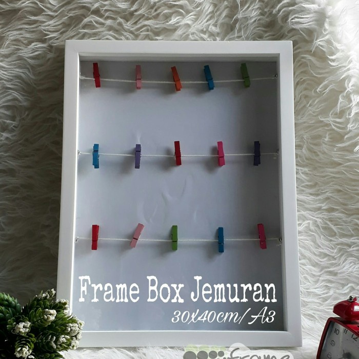 

⭐BISA COD⭐ Kado & Journey Frame box kayu jemuran 8r (20x25) - Putih